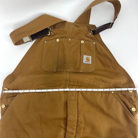 Vintage Carhartt Insulated Red Quilted Fully Lined Bib Work Overalls 46 x 32 - Picture 6 of 10